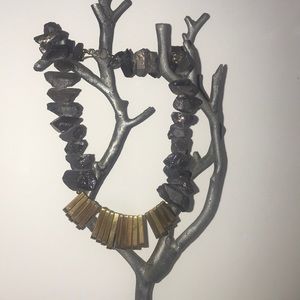 Stone and gold bar necklace